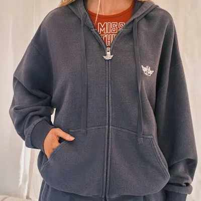 Boys Lie I Miss Nothing About You Harley Zip Hoodie In Charcoal In Pink