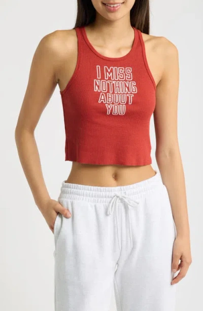 Boys Lie I Miss Nothing Graphic Crop Tank In Red