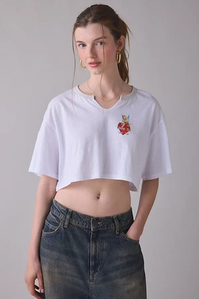 Boys Lie I'm Not Where You Left Me Graphic Tomboy Crop Tee In White, Women's At Urban Outfitters