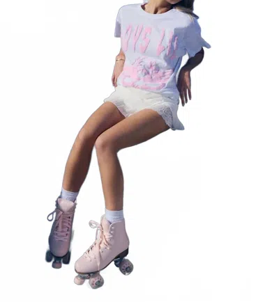 Boys Lie In Denial V2 Boyfriend Tee In White/pink