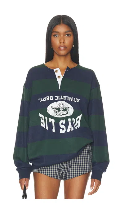 Boys Lie Jason K-crewneck Pullover In Blue & Green Multi