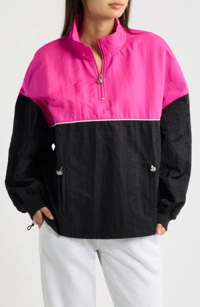 Boys Lie Juliet Nylon Quarter Zip Track Jacket In Hot Pink