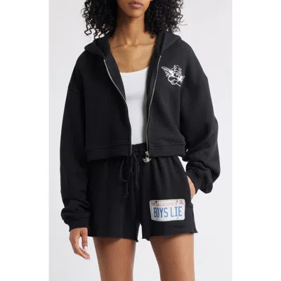 Boys Lie Just Fore You Full Zip Graphic Hoodie