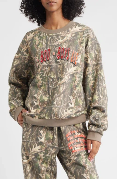 Boys Lie Kara 1-800-manhunt Camo Cotton Blend Sweatshirt In Gold