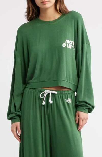 Boys Lie Kara Crewneck Crop Sweatshirt In Green