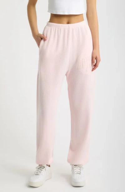 Boys Lie Kimmy Waffle Knit Jogger Sweatpants In Pale Pink