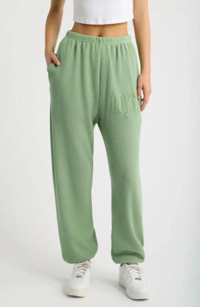 Boys Lie Kimmy Waffle Knit Joggers In Sage Green