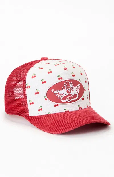 Boys Lie Know How To Pick'em Corduroy Trucker Hat In Red