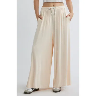 Boys Lie Leah Main Squeeze Embroidery Wide Leg Drawstring Pants In Neutral