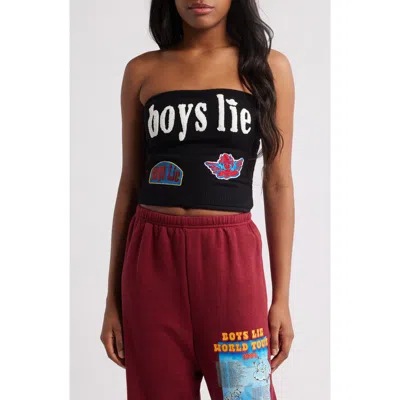 Boys Lie Leave Them On Read Waffle Stitch Tube Top In Black