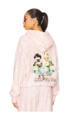 Boys Lie Let Love Guide My Way Rhinestone Racer Hoodie In Pink