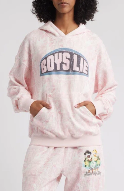 Boys Lie Let Love Guide My Way Rhinestone Thermal Hoodie In Pink
