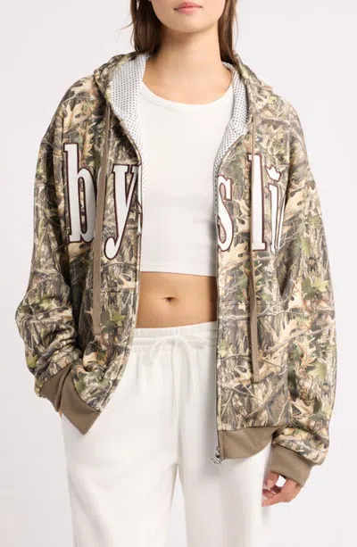 Boys Lie Manhunt Harley Full Zip Graphic Hoodie In Neutral