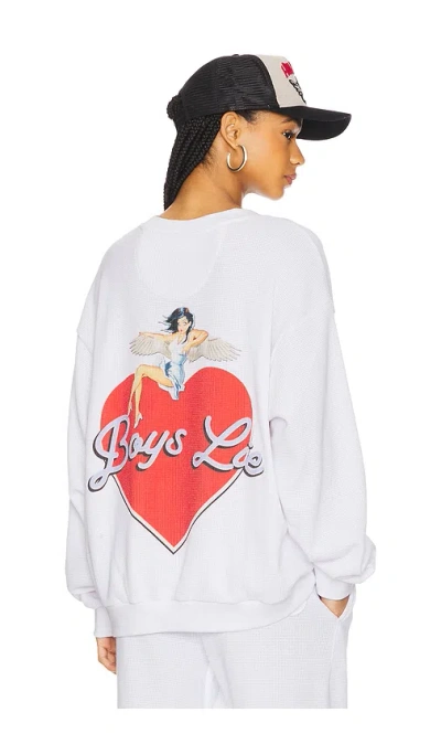 Boys Lie On The Edge Thermal Kara Crewneck In White