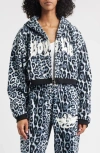 Boys Lie Once A Cheetah Crop Zip Fleece Hoodie In Multi