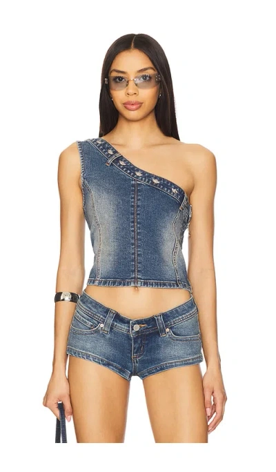 Boys Lie Party Half Denim Top In Blue