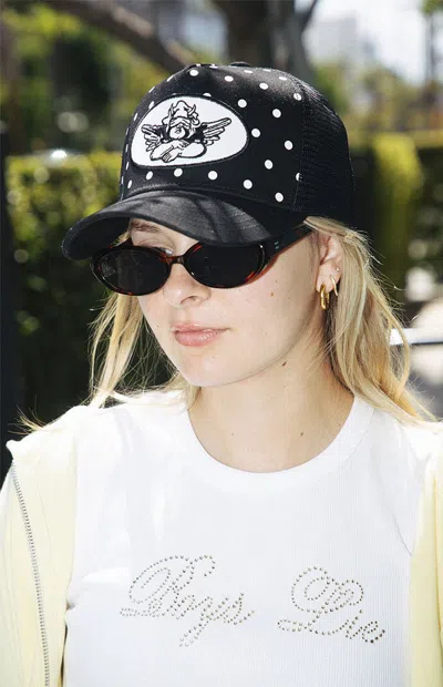 Boys Lie Polka Dot Trucker Hat In Black/white