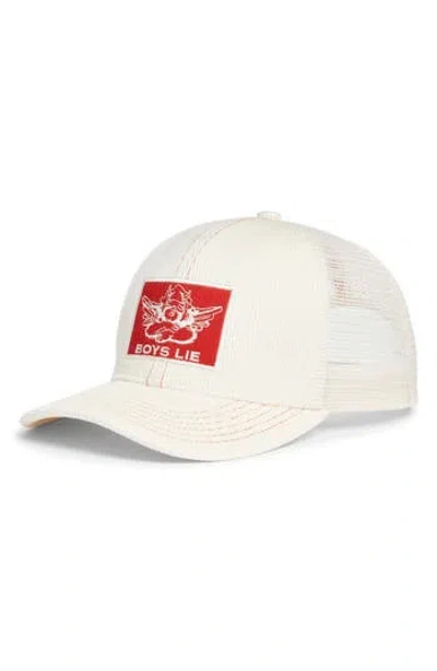 Boys Lie Scarlet Thread Trucker Hat In White
