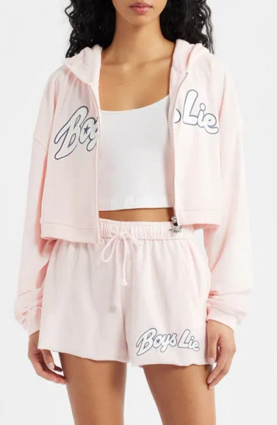 Boys Lie Starlight Alex Crop Zip-up Hoodie In Pink