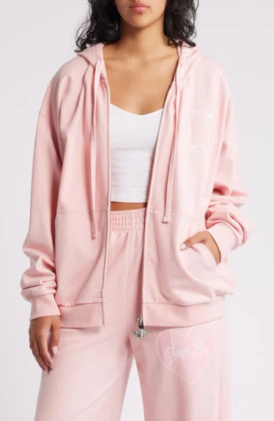 Boys Lie Still Blushing Harley Cotton Zip-up Hoodie In Pink