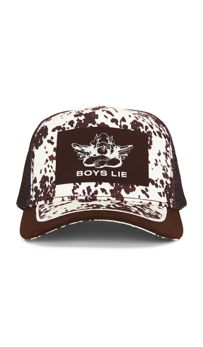 Boys Lie Suede Panel Trucker Hat In Brown