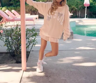Boys Lie Sunshine And Rainbows Kimmy Shorts In Peach Stripe In Pink