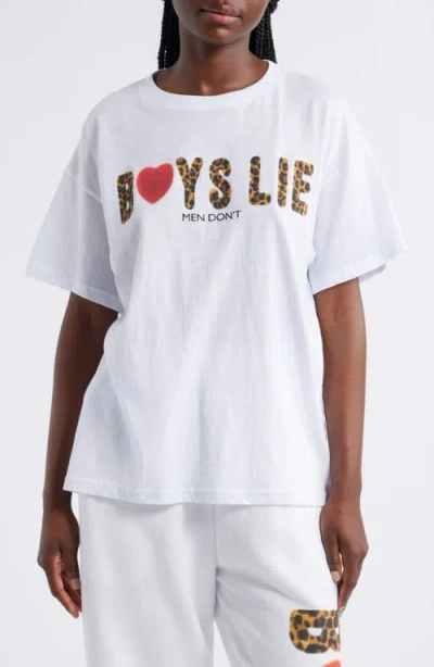 Boys Lie The Caitlyn Coded Oversize Slub Graphic T-shirt In White
