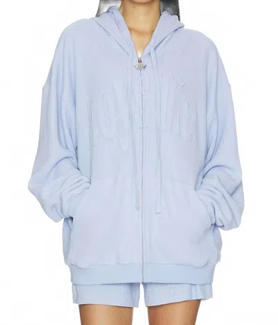 Boys Lie Thermal Harley Zip-up Hoody In Soft Lilac In Blue