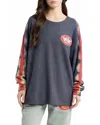 Boys Lie To Dye For Thermal Boyfriend Top In Multi In Blue