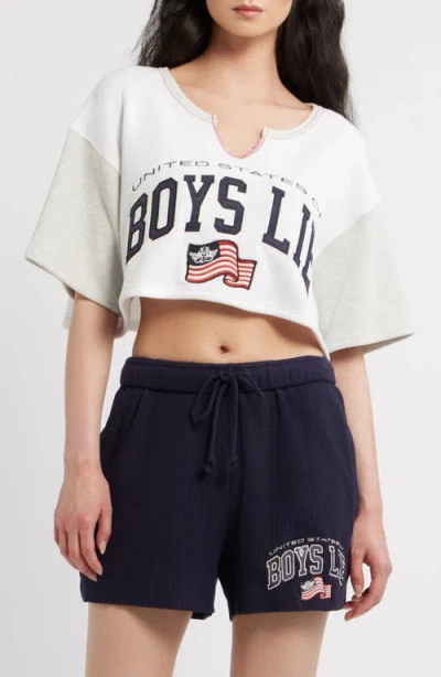 Boys Lie United States Of  Graphic Thermal Crop Top In Animal Print