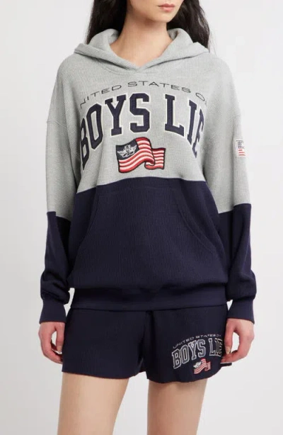 Boys Lie United States Of  Thermal Hoodie In Gray