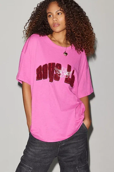 Boys Lie Uo Exclusive Be Mine Boyfriend Tee In Pink, Women's At Urban Outfitters