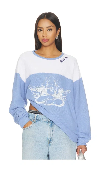 Boys Lie Varsity Blues Thermal Long Sleeve Top