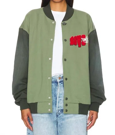 Boys Lie Varsity Jacket In Green