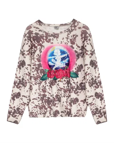 Boys Lie Women's Lovestruck Cowgal Longsleeve Thermal Sweater In Cow Print In Multi