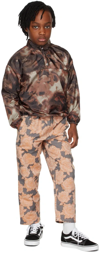 Boysmans Kids Brown Pullover Jacket In Mixed Flower Brown