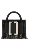 Boyy Black Leather Bobby 18 Crystal Flapper Handbag