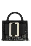 Boyy Black Leather Bobby 18 Crystal Flapper Handbag In Black
