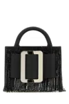 Boyy Black Leather Bobby 18 Crystal Flapper Handbag In Black