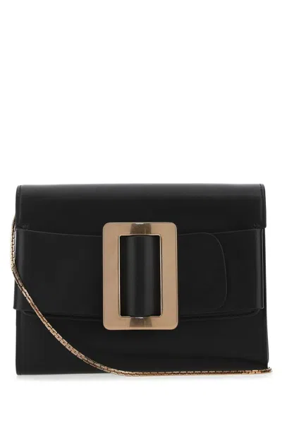 Boyy Black Leather Buckle Clutch