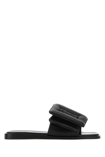BOYY BLACK LEATHER PUFFY SANDALS