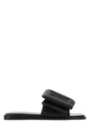 Boyy Black Leather Puffy Slippers