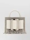 Boyy White Leather Bobby 18 Crystal Flapper Handbag