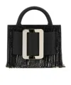 Boyy Black Leather Bobby 18 Crystal Flapper Handbag In Black