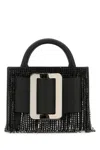 Boyy Black Leather Bobby 18 Crystal Flapper Handbag