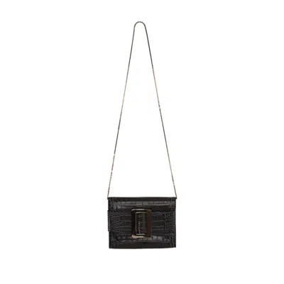 Boyy Buckle Detailed Embossed Crossbody Bag In Black