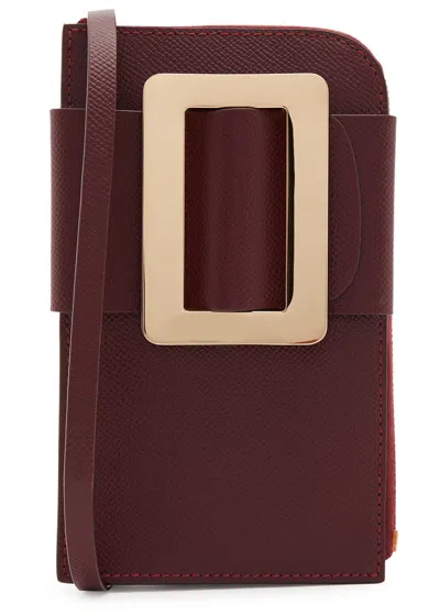 Boyy Buckle Leather Phone Cross-body Bag In Burgundy
