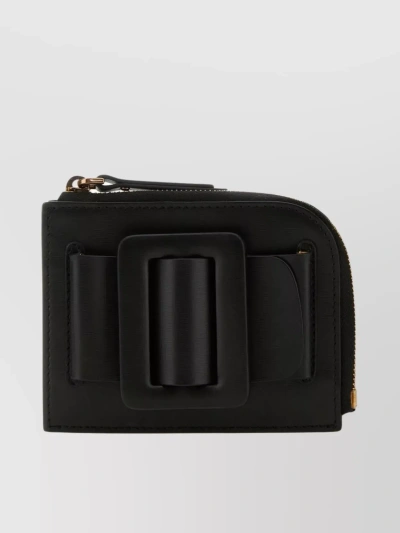 Boyy Buckle Strap Leather Cardholder In Black