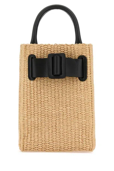 Boyy Raffia Tourist Epsom Shoulder Bag In Beige O Tan