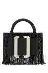 Boyy Black Leather Bobby 18 Crystal Flapper Handbag In Black